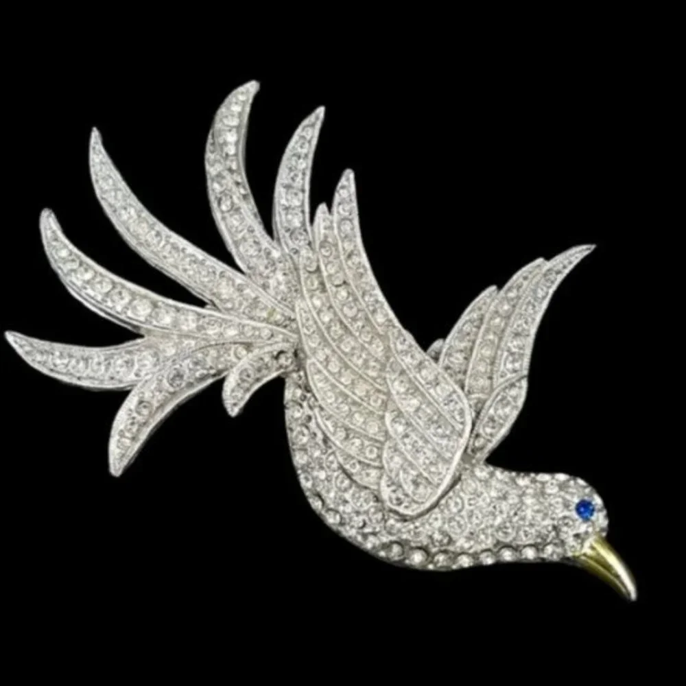 Authentic Art Deco Pave’ Rhinestone Bird Brooch
